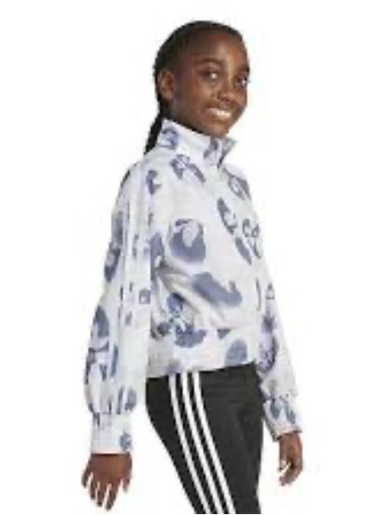 adidas Other - adidas Girls' White Jacket with Blue Graphic Print